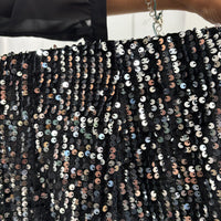 Gonna louguette paillettes nero/argento DORY