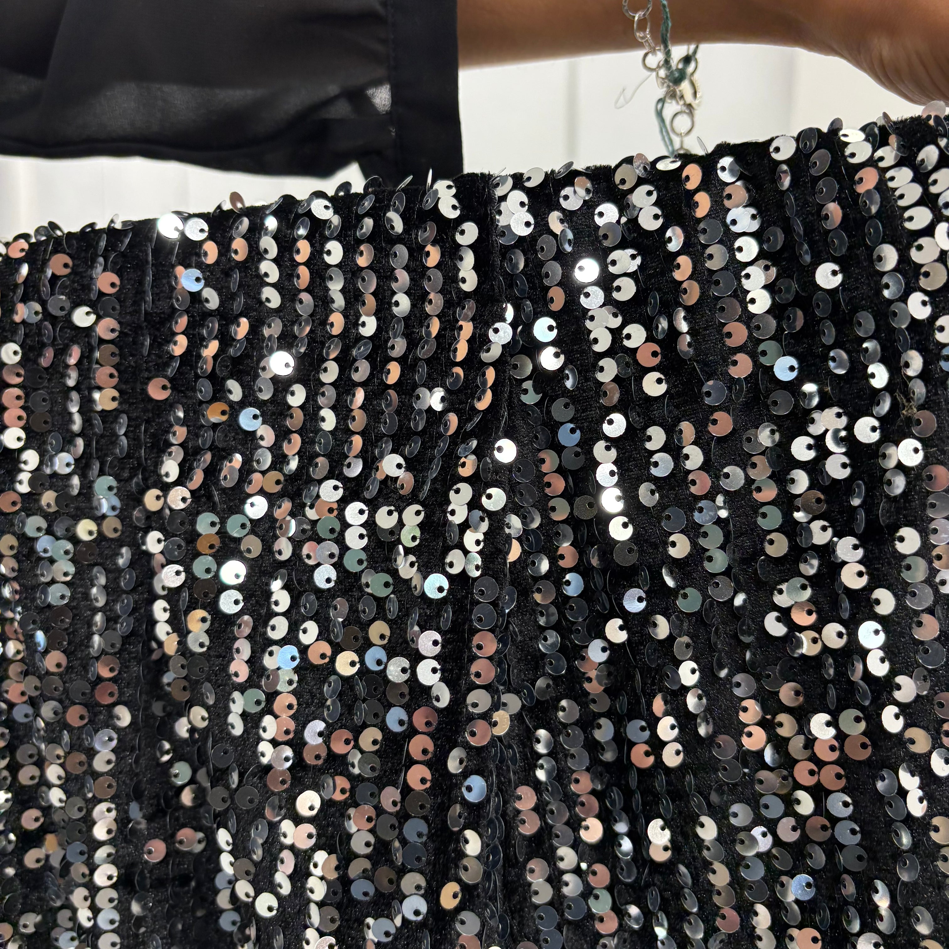 Gonna louguette paillettes nero/argento DORY