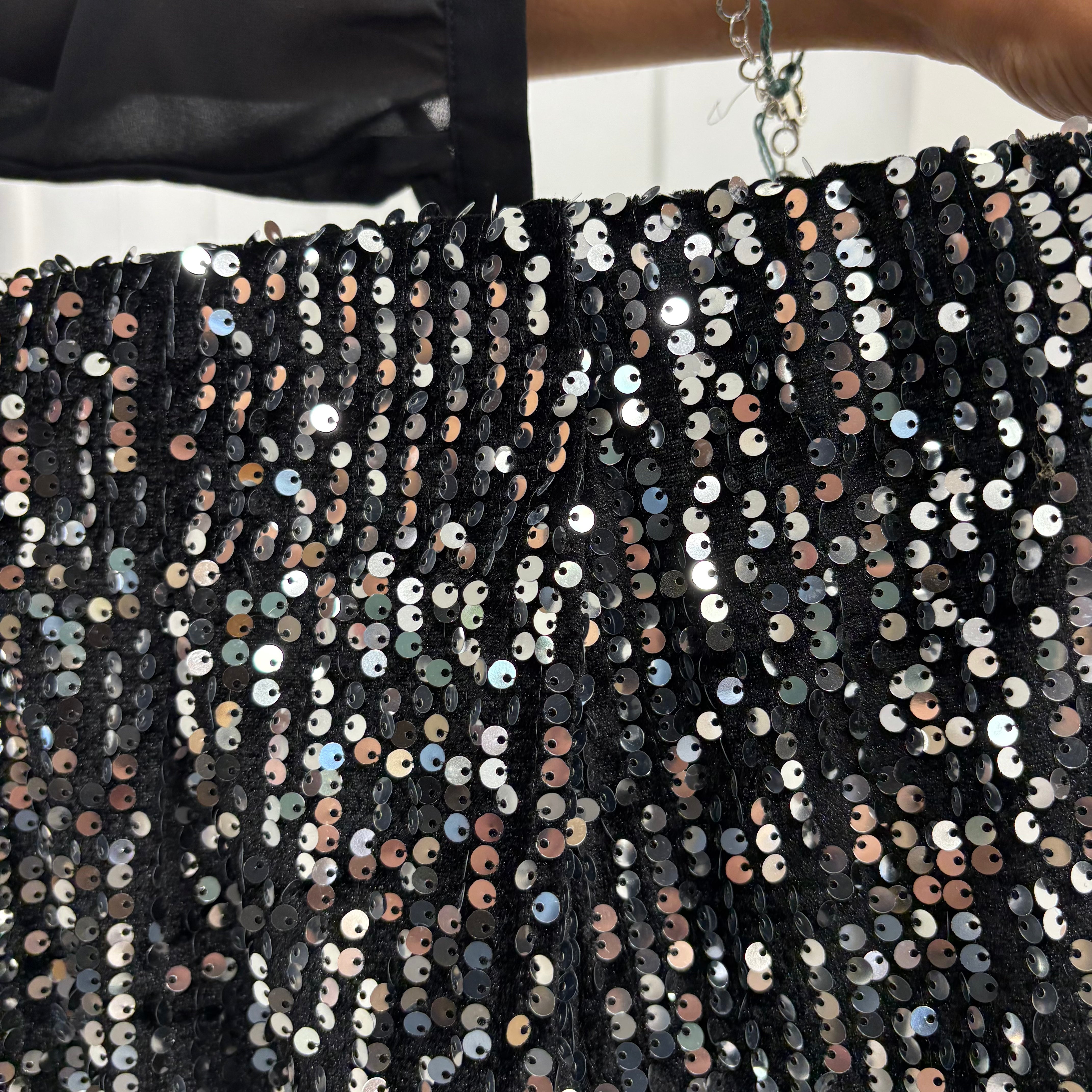 Gonna louguette paillettes nero/argento DORY