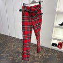 Pantalone a quadri con cintura nera