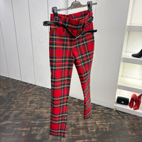 Pantalone a quadri con cintura nera