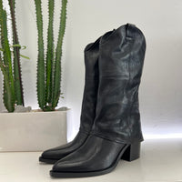 Stivale DESIRÈ stile texano nero tacco 7cm