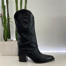 Stivale DESIRÈ stile texano nero tacco 7cm