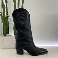 Stivale DESIRÈ stile texano nero tacco 7cm