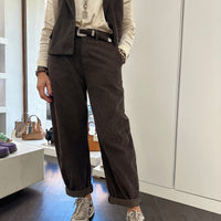 KIKISIX pantalone RIGHE VELLUTO moro