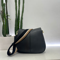 Gianni Chiarini borsa linea Helena Round formato medio TRACOLLA TESSUTO RIGHE