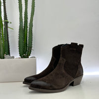 Stivaletto texano PAKY pellame scamosciato t.moro tacco 20