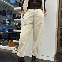 KIKISIX pantalone RIGHE VELLUTO burro