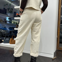 KIKISIX pantalone RIGHE VELLUTO burro