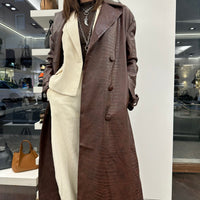 Cappotto lungo doppio petto ecopelle STAMPA COCCO