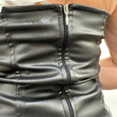 Top corsetto ecopelle nero