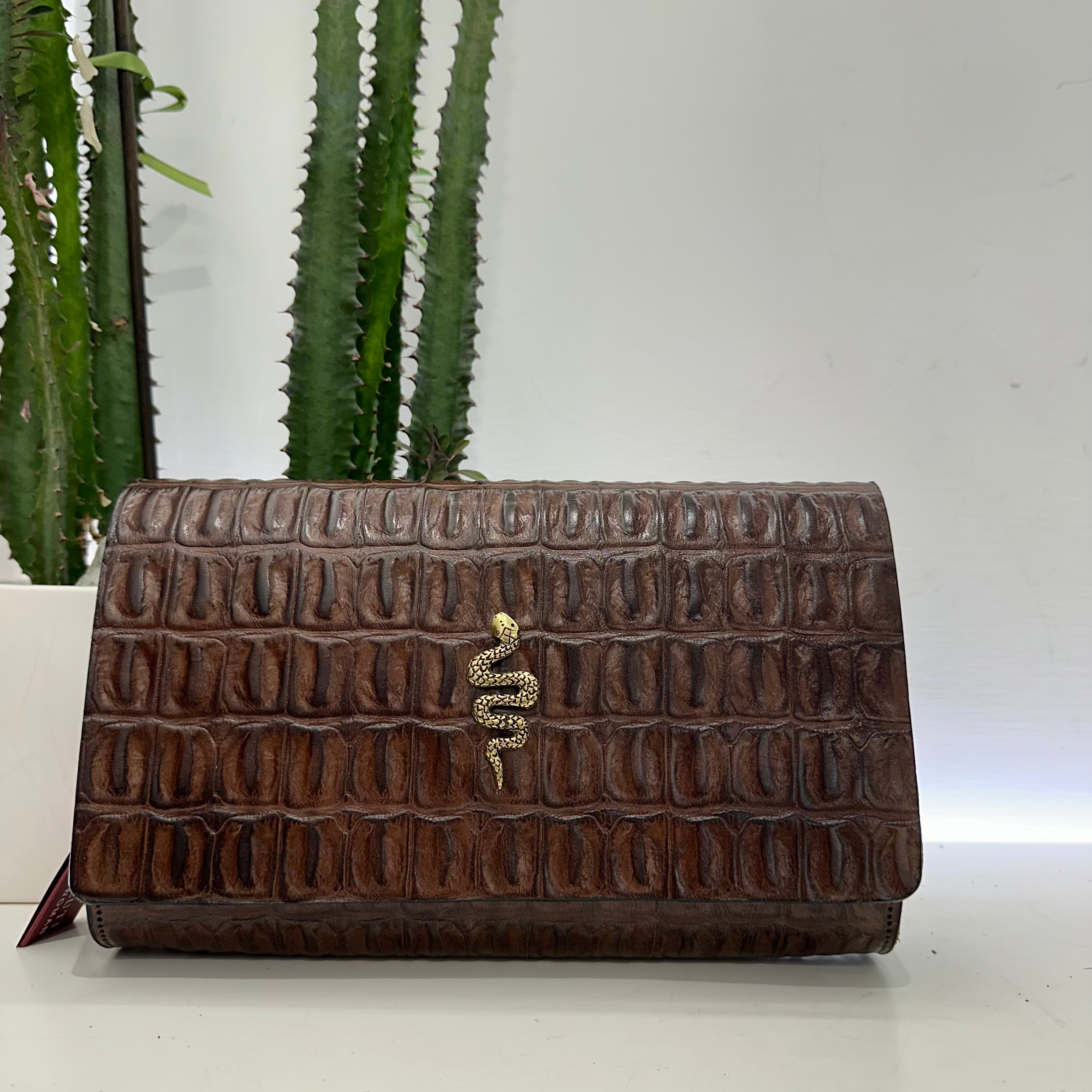 Alberto Luti pochette stampa cocco accessorio shake oro