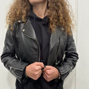 Giacca ZOE modello chiodo in vera pelle color nero