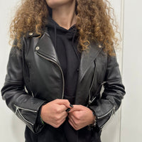 Giacca ZOE modello chiodo in vera pelle color nero