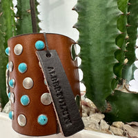 Alberto Luti polsiera accessorio argento e turchese