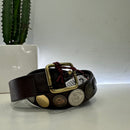 Alberto Luti cintura in pelle t.moro con monete e fibbia oro