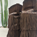 METISSE stivaletto texano FRANGE SUEDE T. DI MORO tacco 70