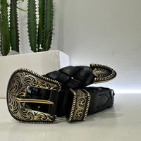 Alberto Luti cintura in pelle intrecciata nero accessorio ORO