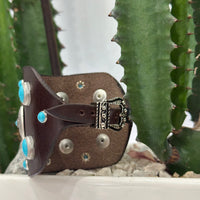 Alberto Luti polsiera accessorio argento e turchese