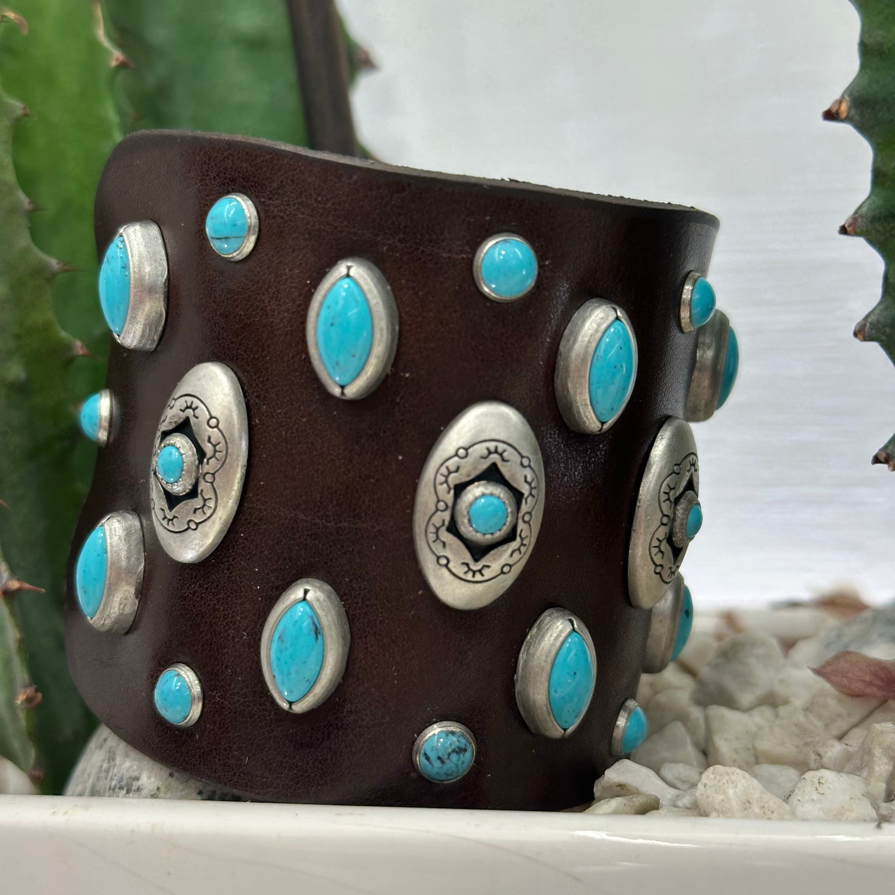 Alberto Luti polsiera accessorio argento e turchese