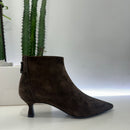 Stivaletto in pelle suede marrone tacco 5 cm