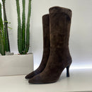 Stivale in pelle suede marrone tacco 9 cm