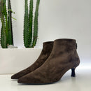 Stivaletto in pelle suede marrone tacco 5 cm