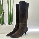 Stivale in pelle suede marrone tacco 3 cm