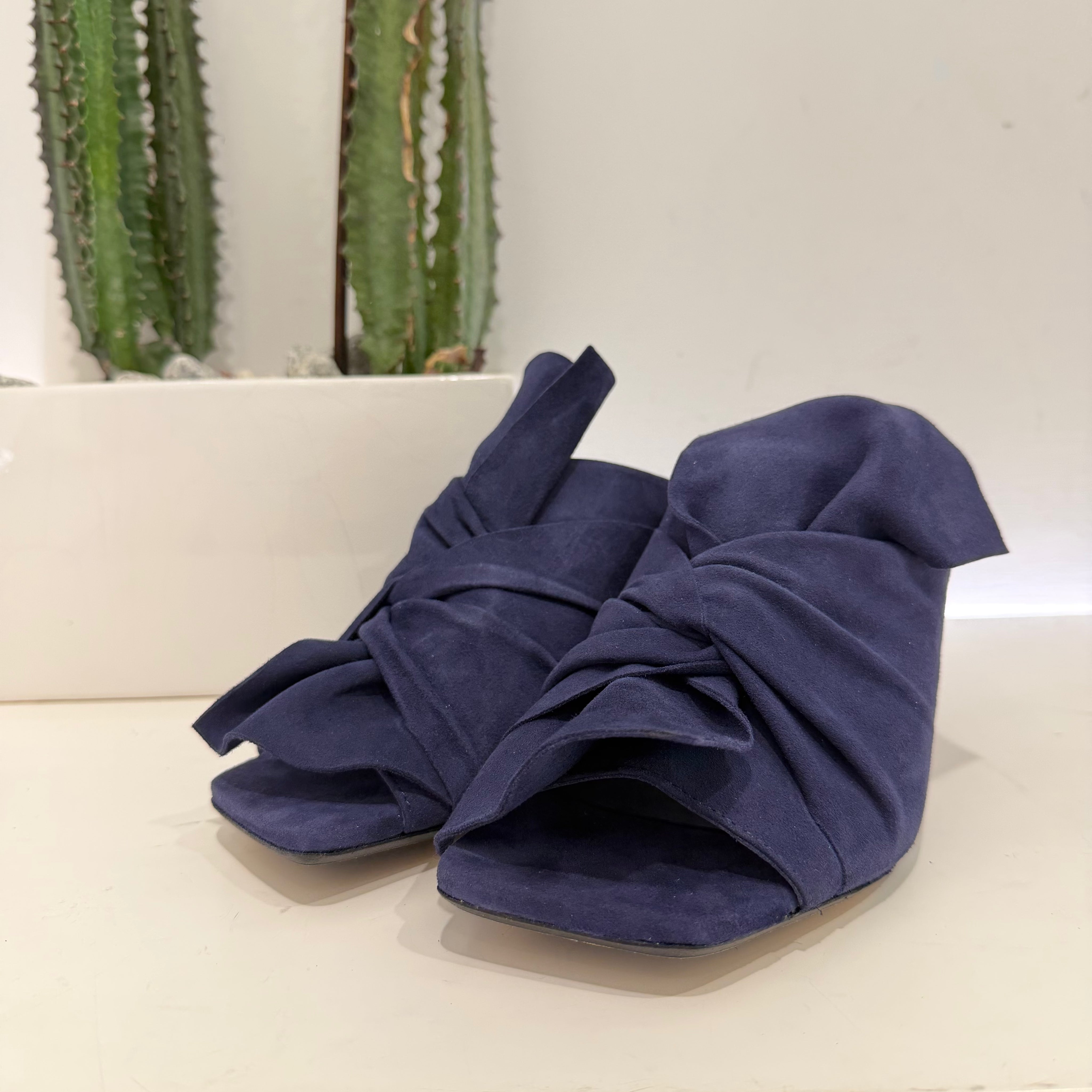 JVAM Ciabatta NODO suede blu tacco 60