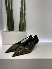Latika scarpa guyana stampa animalier  vernice verde