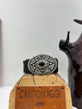 Campomaggi cintura fibbia argento accessorio nero