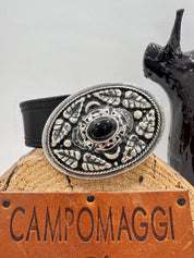 Campomaggi cintura fibbia argento accessorio nero