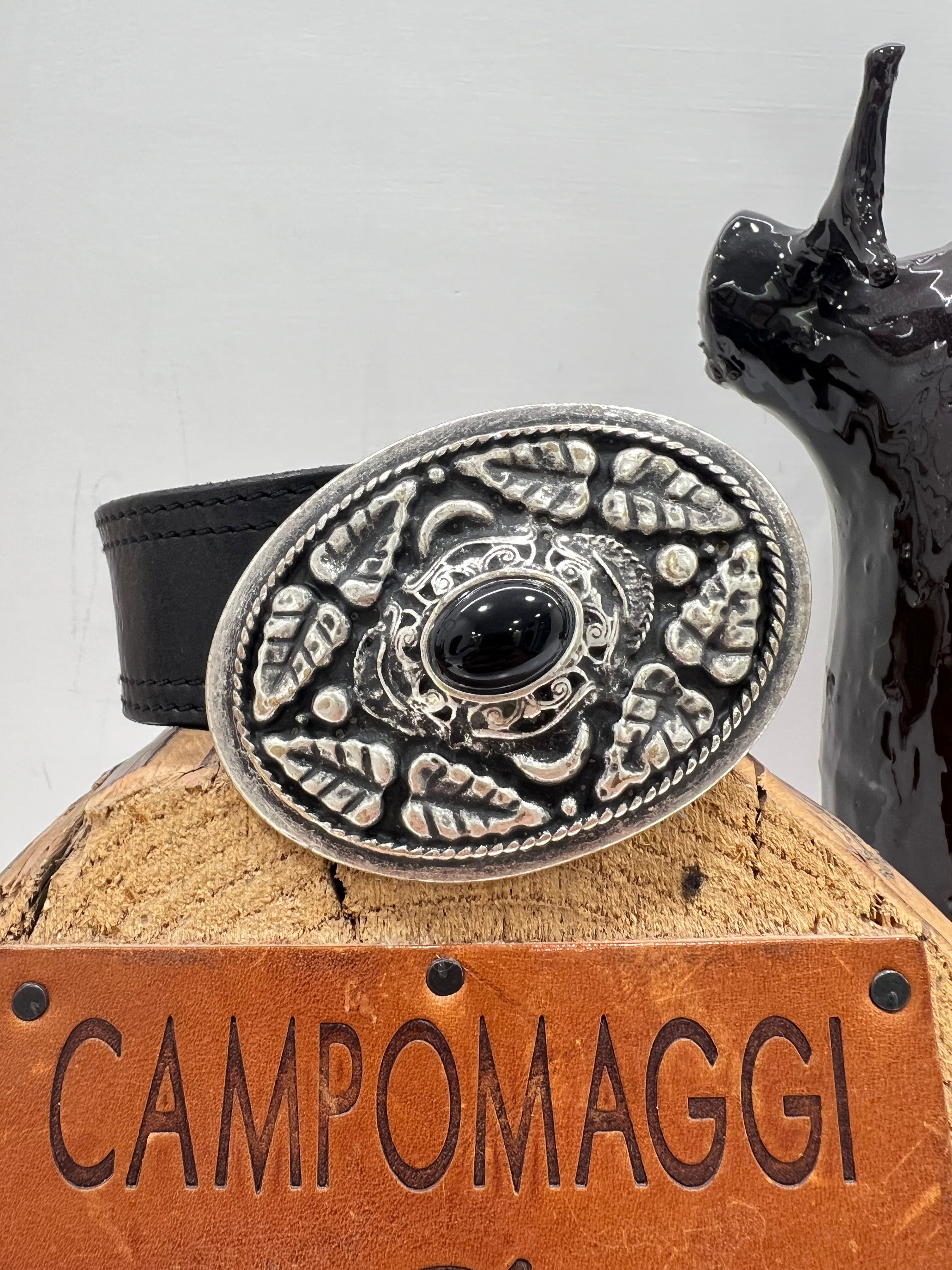 Campomaggi cintura fibbia argento accessorio nero