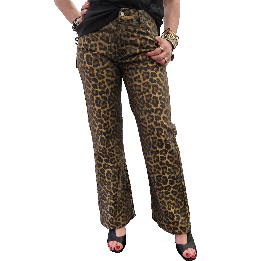 Pantalone a zampa stampa leo