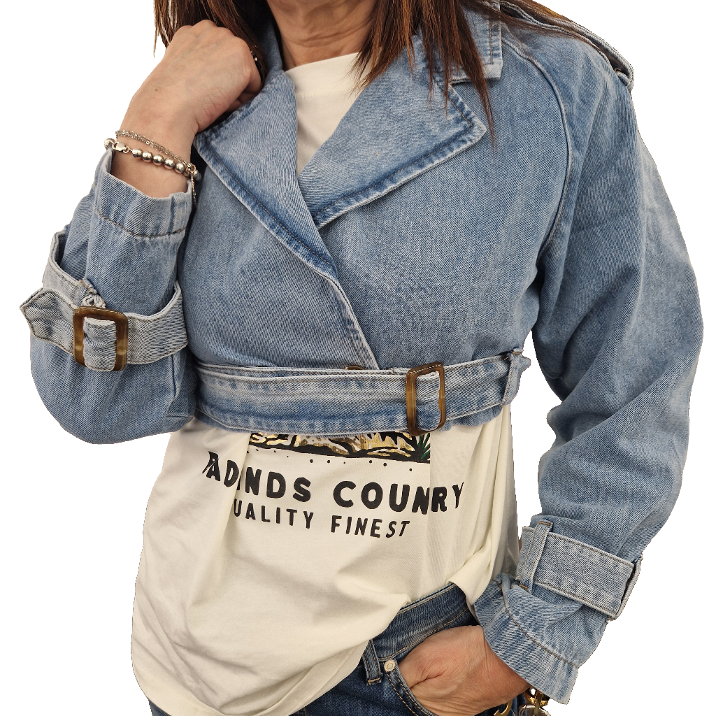 Giacca cropped in jeans