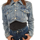 Giacca jeans laminatura argento