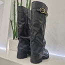 Stivale modello biker nero gambale rovesciato