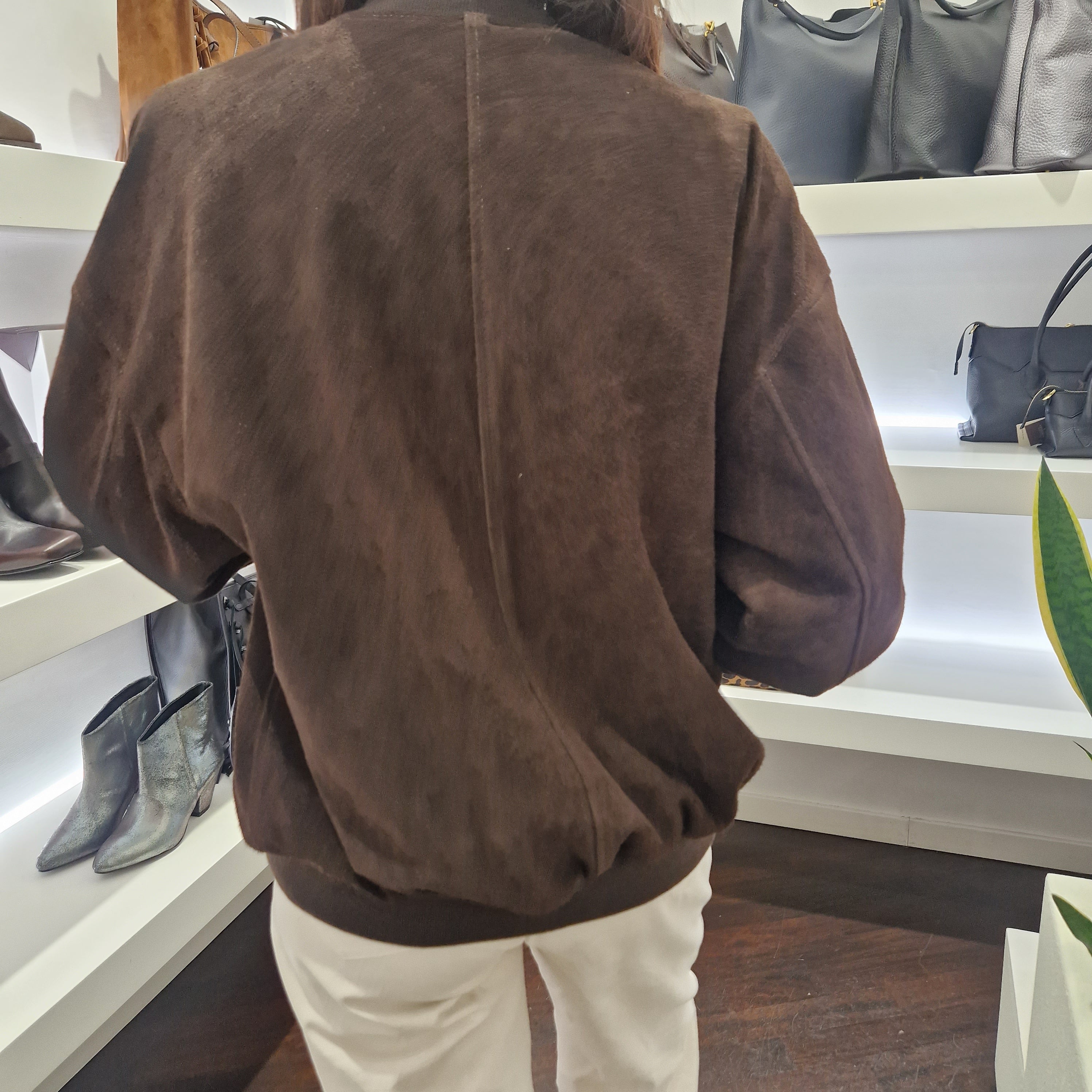 Giacca BOMBER in vera pelle scamosciata