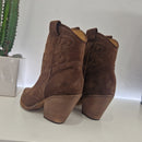 Stivaletto texano suede marrone con ricamo