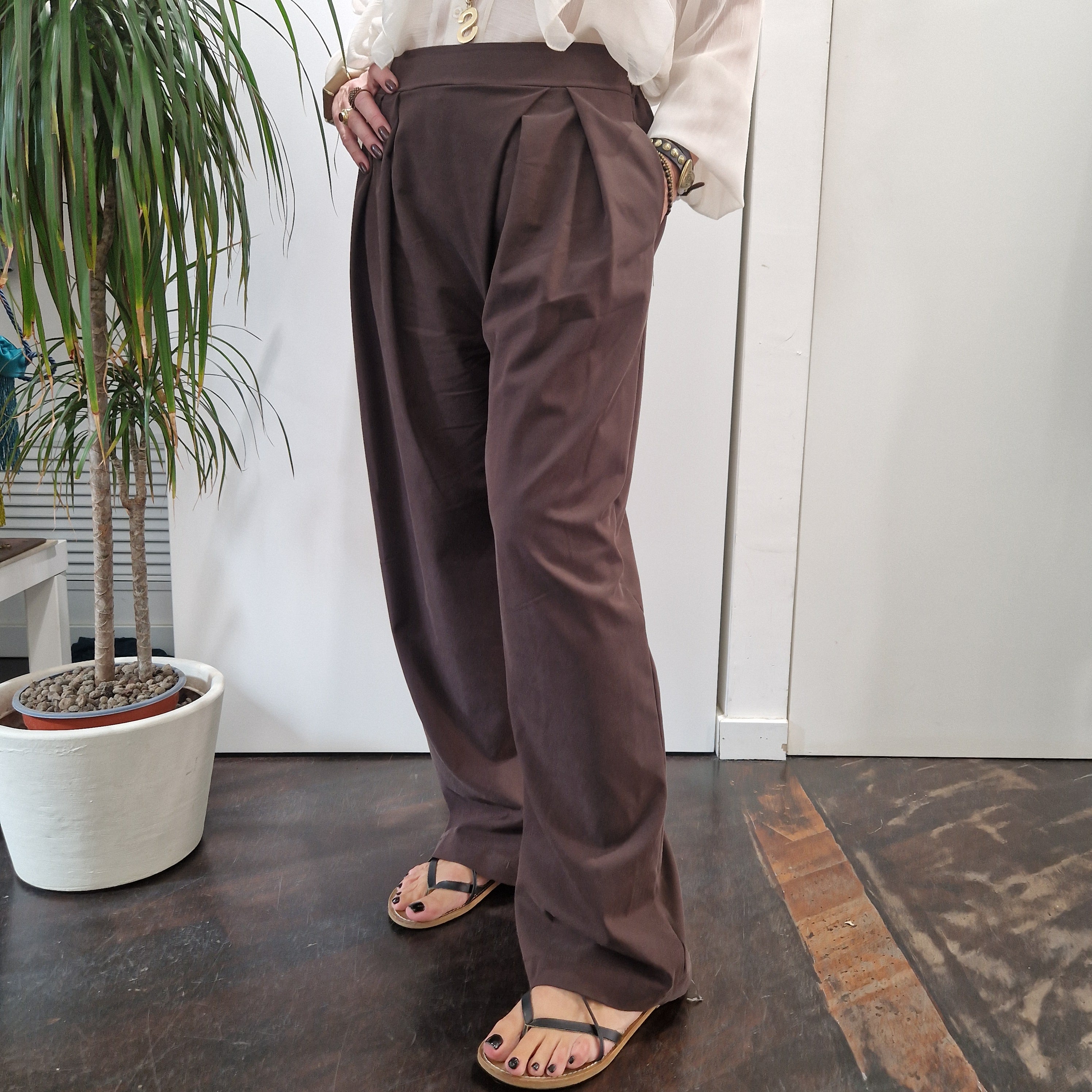 KIKISIX pantalone STELLA color t.moro