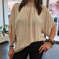Kikisix camicia AGATA con fiocco color beige