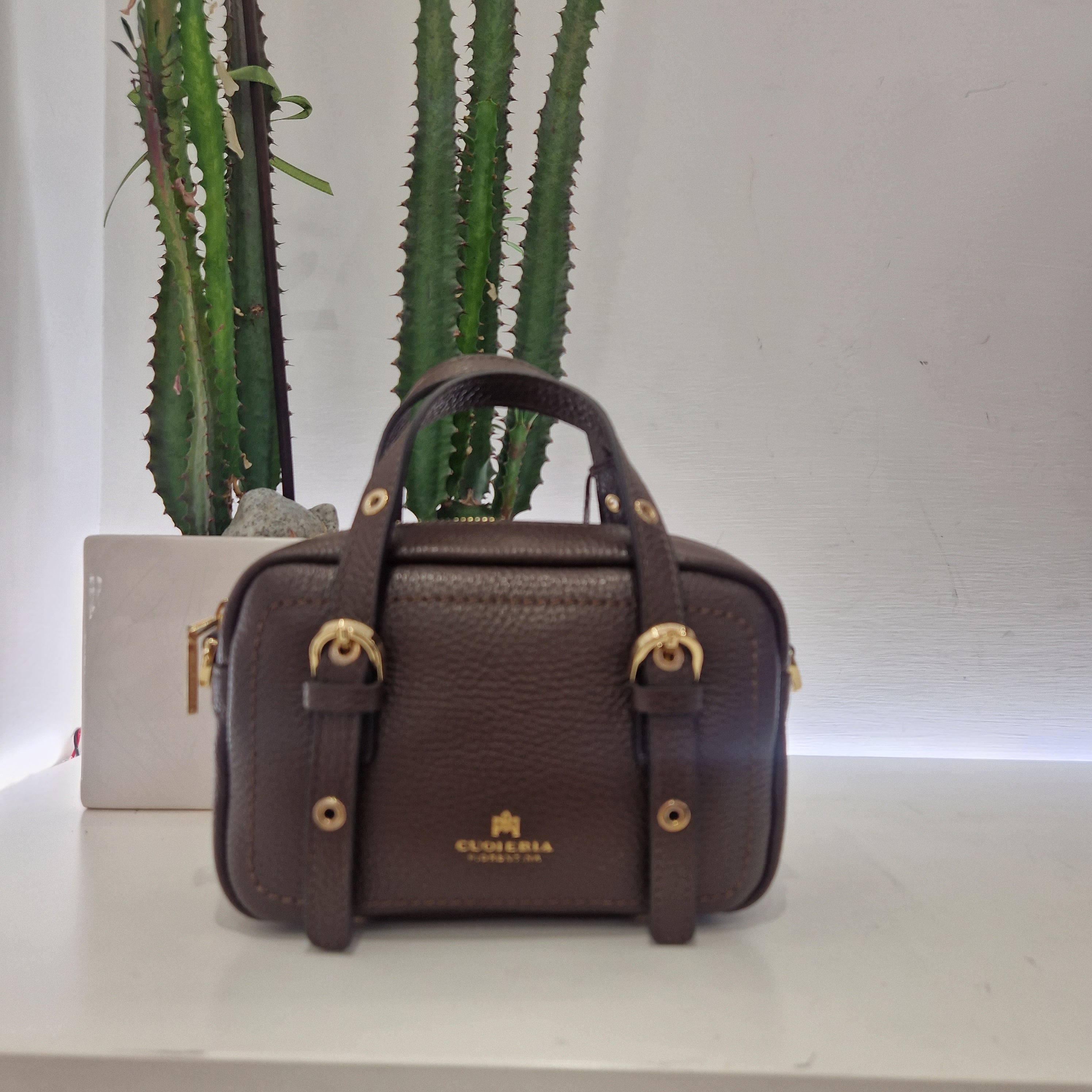 Cuoieria Fiorentina borsa MINI DAFFLE linea EVA color cioccolato