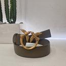 PINKO Cintura  Love Birds in pelle 4 cm color verde oliva