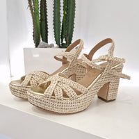 Fiorina sandalo JESS tacco 80 color sabbia dorato
