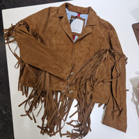 Giacca  BRENDA con frange in pelle scamosciata