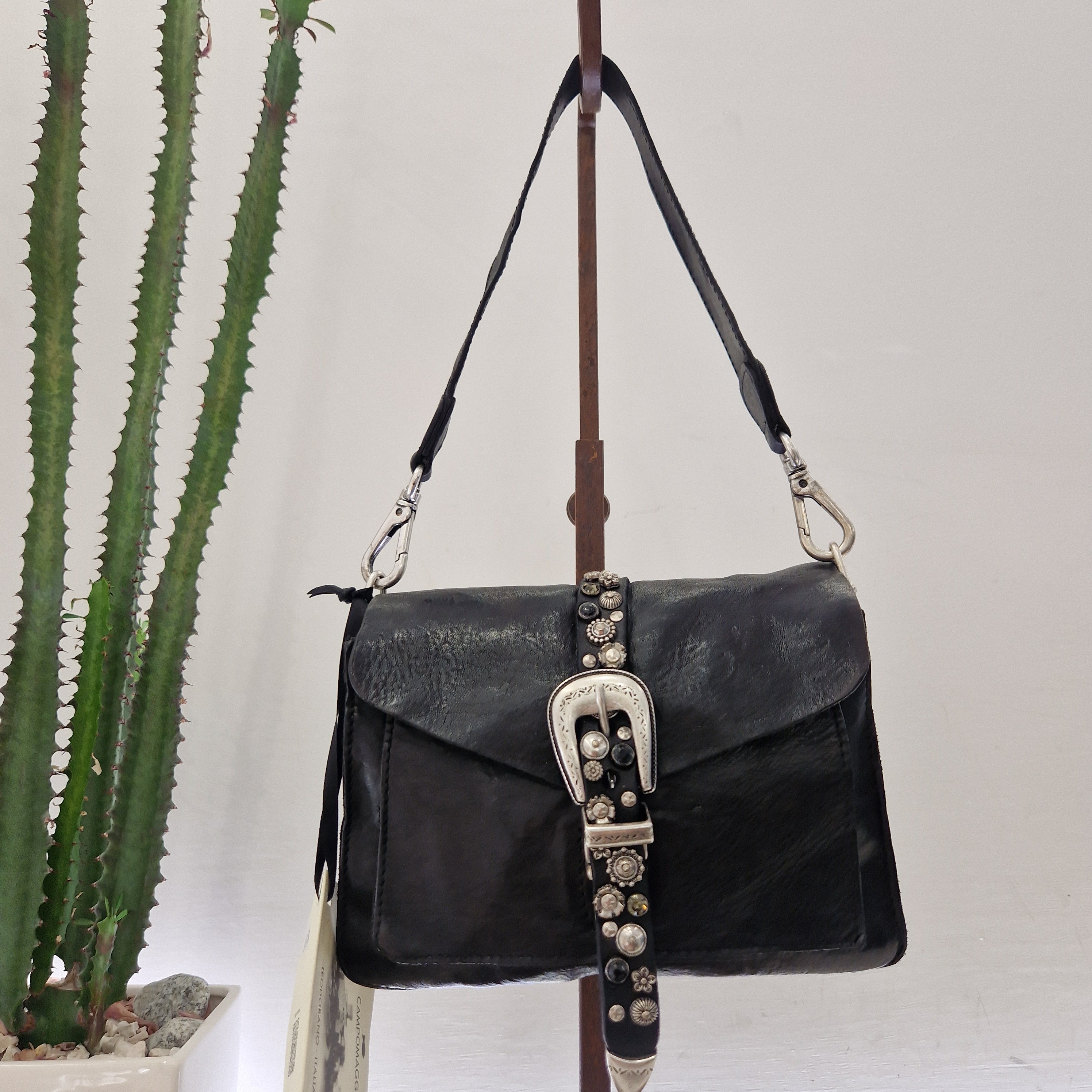 Campomaggi borsa MELITA nera accessori argento