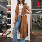 Gilet con frange in pelle scamosciata