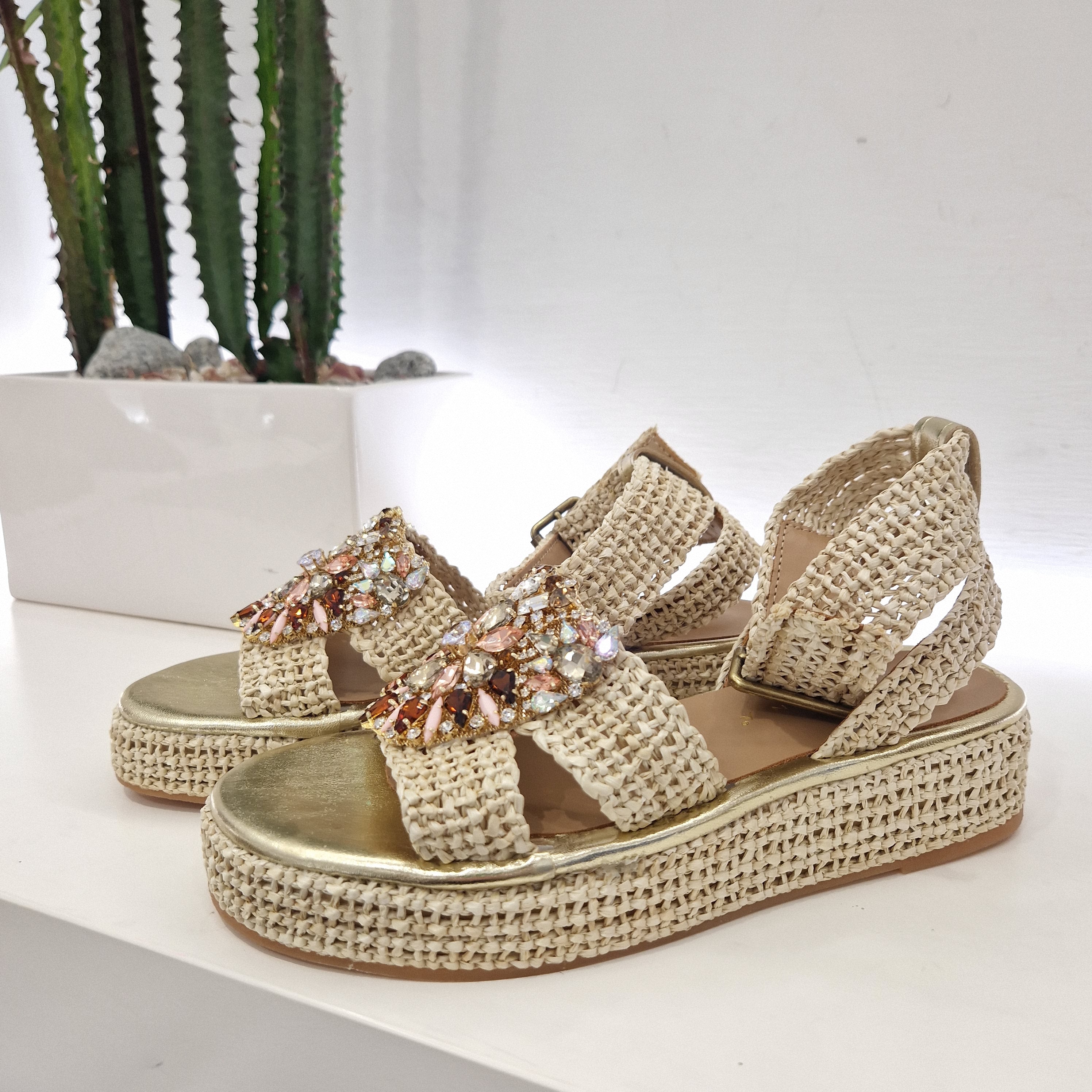 Fiorina sandalo platform 4 cm  color sabbia