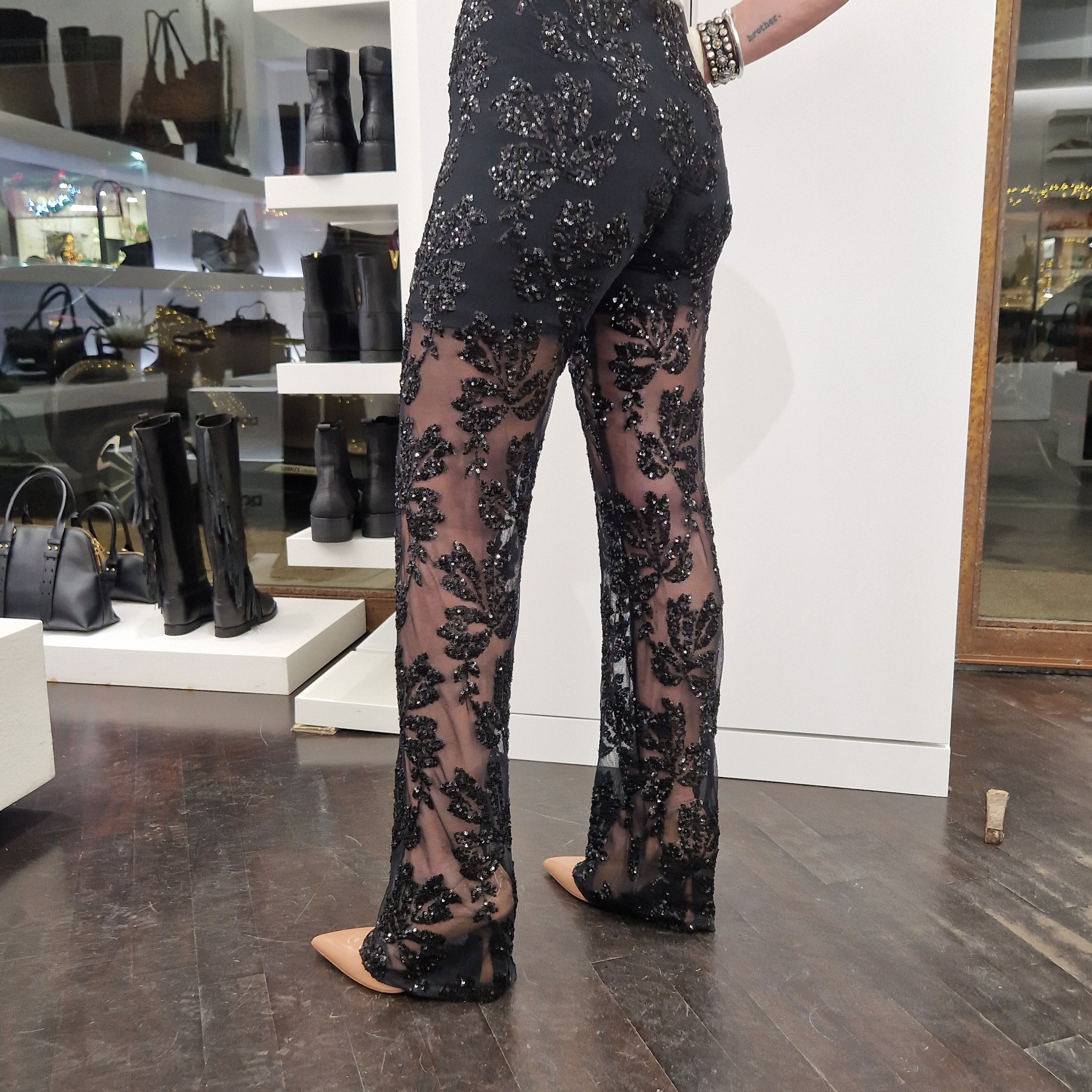 Kikisix pantalone ZARINA paillettes nero