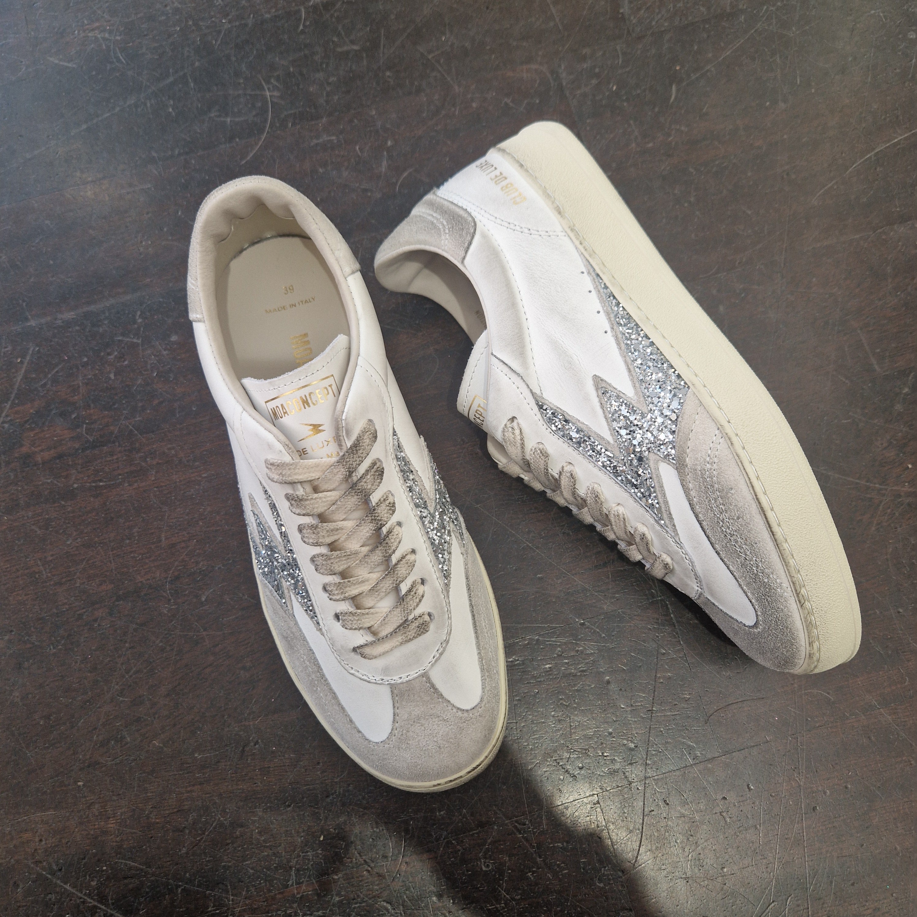 Moa sneakers fulmine glitter argento